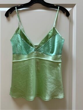 Gold Hawk 100% Silk Lime Sherbet Three-Tone Camisole